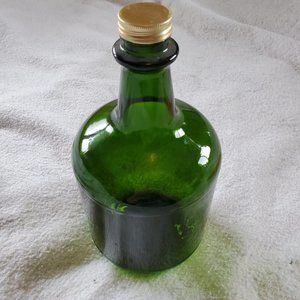 Vintage Green Glass Jug with Metal Cover, 3 Liter